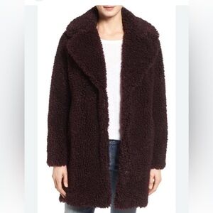 Women's Burgundy reversible teddy Coat